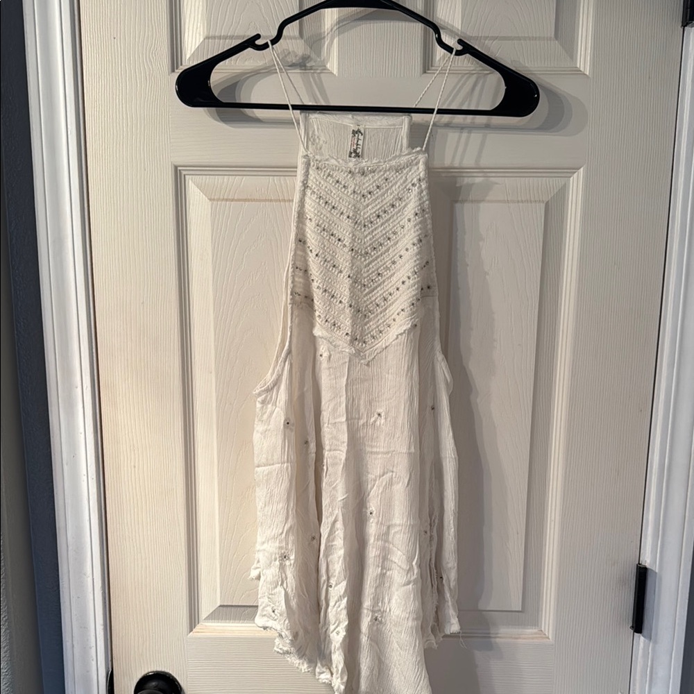 Free People White Strappy Tunic Tank Top Size Medium